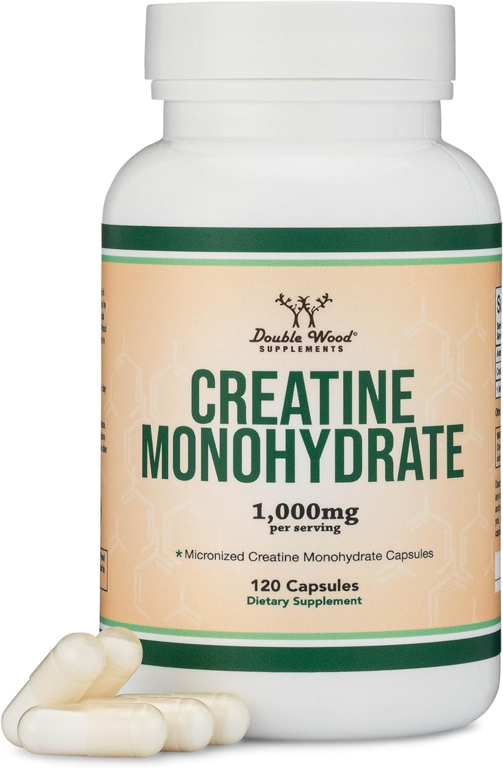 Creatine Pills 1,000Mg per Serving (120 Creatine Capsules) Micronized Creatine Monohydrate Powder with No Fillers, Vegan Safe, Non-Gmo, Gluten Free (Non Stim Preworkout)