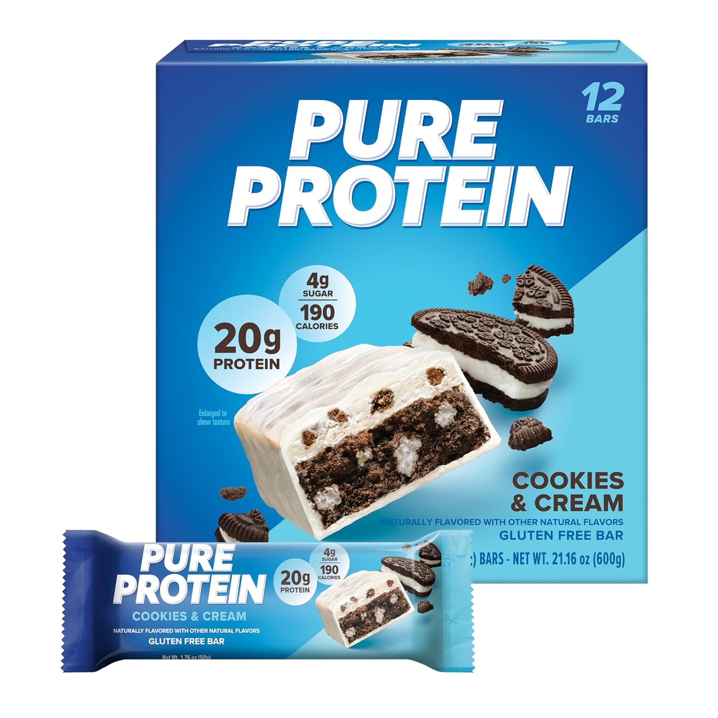 Pure Protein Bars, High Protein, Nutritious Snacks to Support Energy, Low Sugar, Gluten Free, Chocolate Peanut Caramel, 1.76Oz, 12 Count (Pack of 1) (Packaging May Vary)