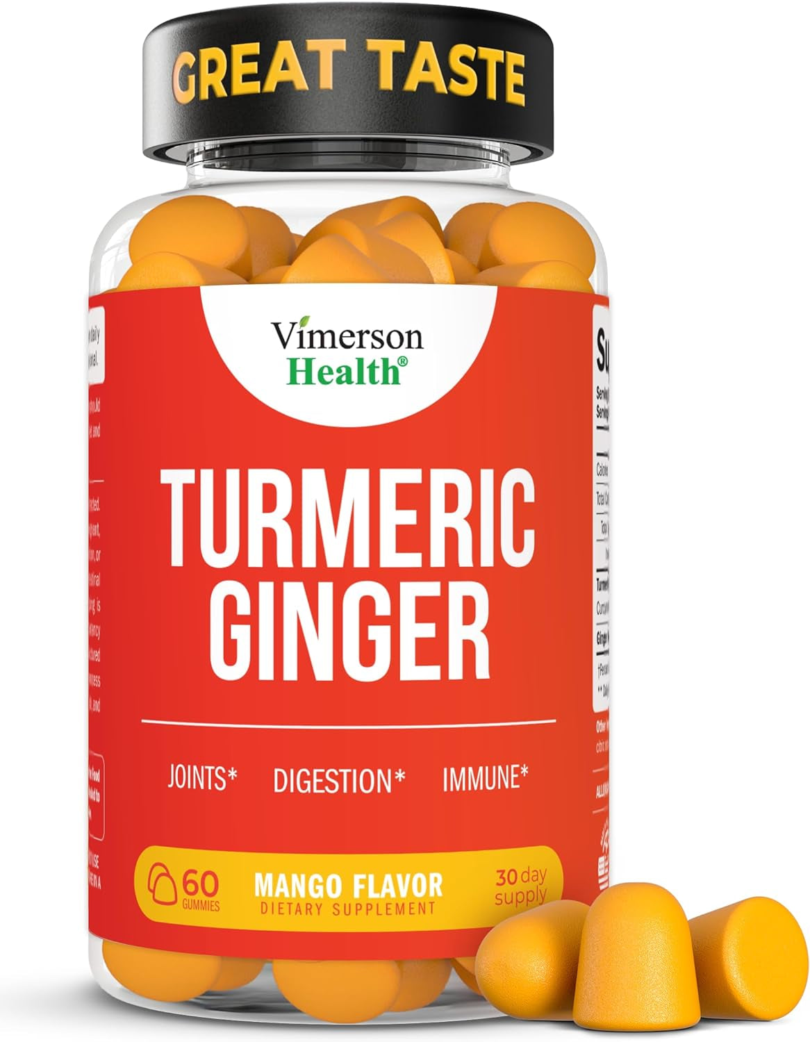 Tumeric and Ginger with Black Pepper - Natural Turmeric Curcumin Joint Support Supplement with Bioperine & 95% Curcuminoids. High Absorption Curcumin Supplements. Digestive & Immune Support. 60 Caps