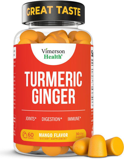 Tumeric and Ginger with Black Pepper - Natural Turmeric Curcumin Joint Support Supplement with Bioperine & 95% Curcuminoids. High Absorption Curcumin Supplements. Digestive & Immune Support. 60 Caps