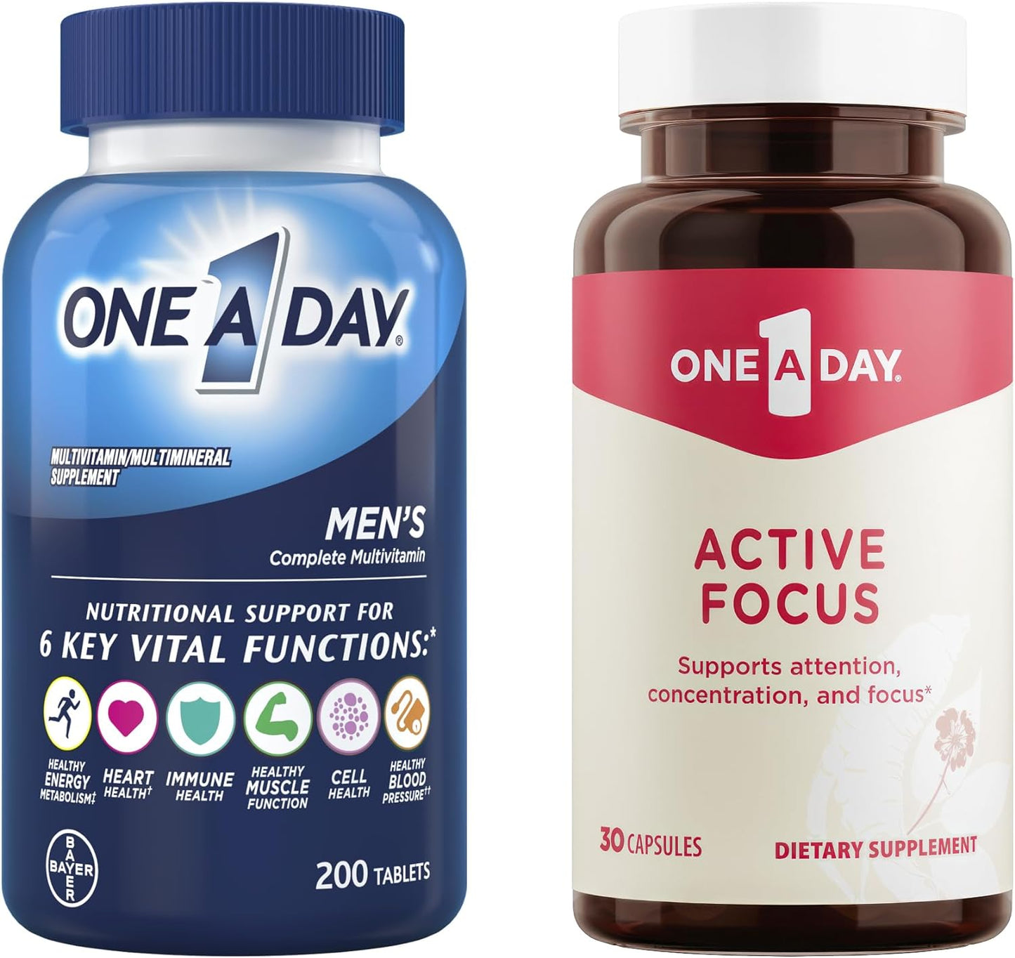 One a Day Men’s Multivitamin, Supplement Tablet with Vitamin A, Vitamin C, Vitamin D, Vitamin E and Zinc for Immune Health Support, B12, Calcium & More (Packaging May Vary)