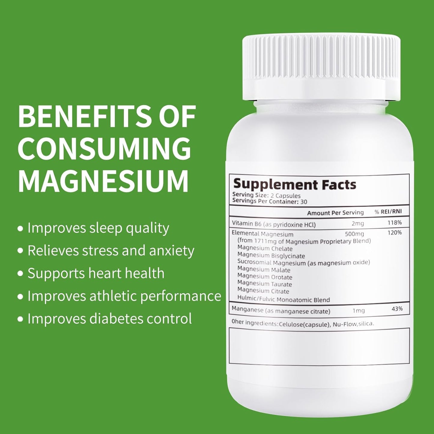 Magnesium Breakthrough Supplement 4.0 - Has 7 Forms of Magnesium: Glycinate, Malate, Citrate, and More - Natural Sleep and Brain Supplement - 60 Capsules