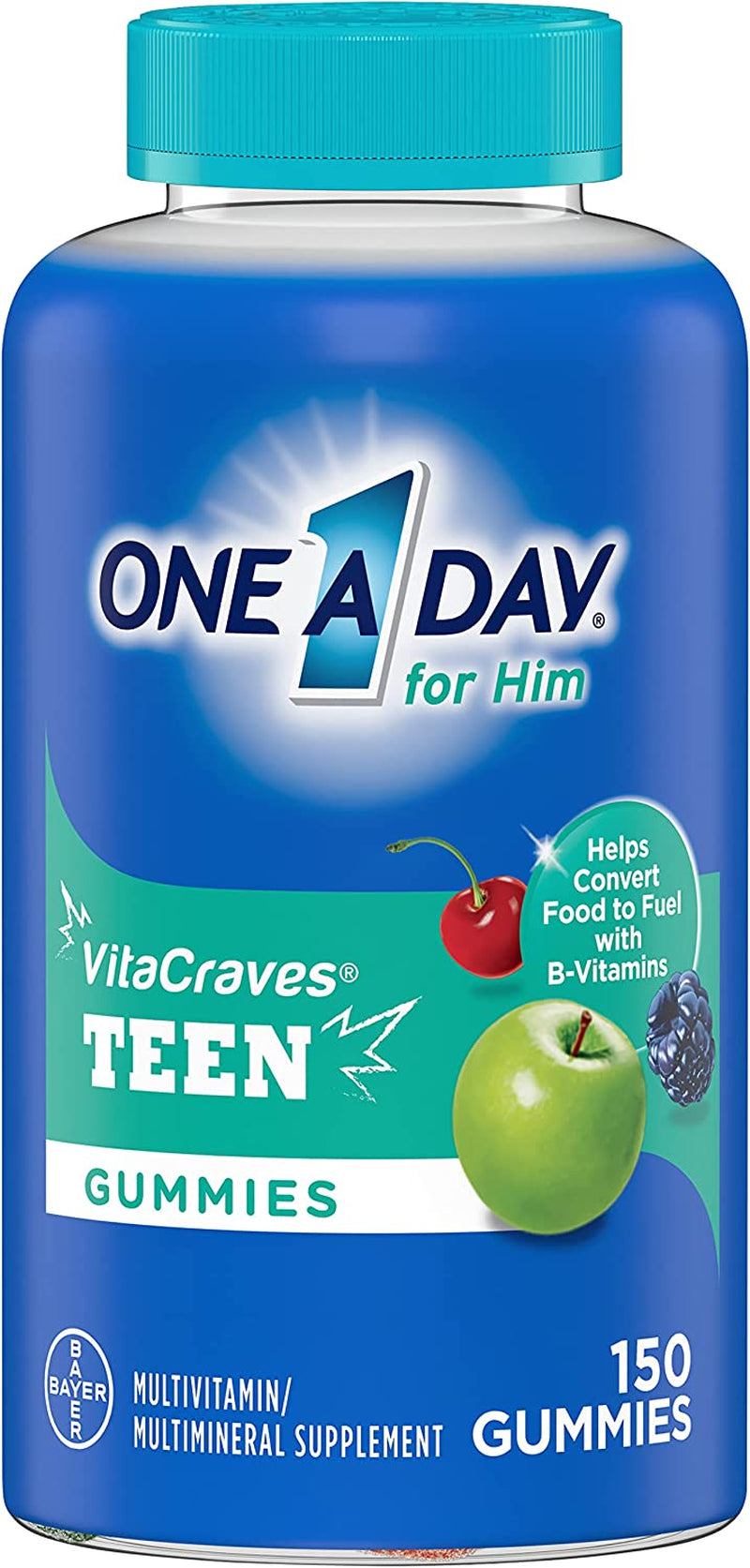 One a Day Teen for Him Multivitamin Gummies, Gummy Multivitamins with Vitamin A, C, D, E and Zinc for Immune Health Support, Physical Energy & More, 60 Count