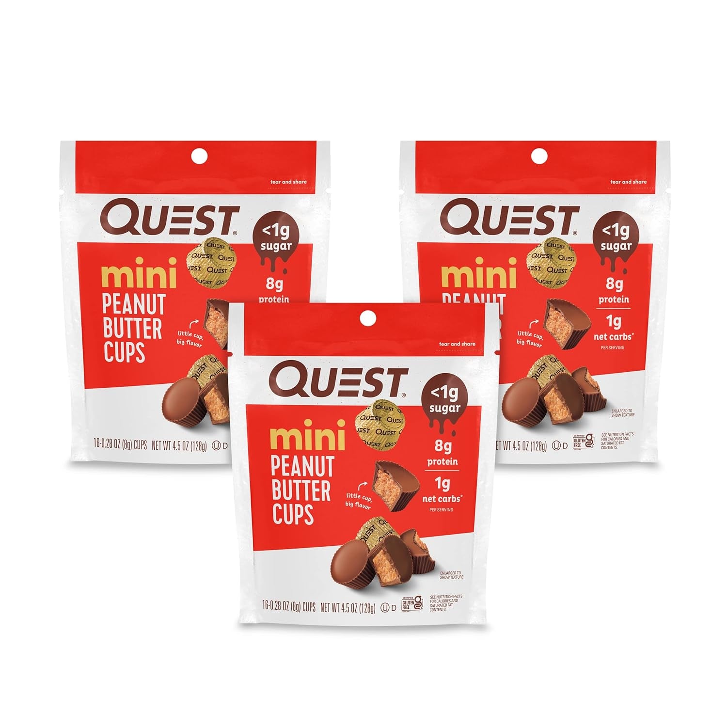 Quest Nutrition High Protein Low Carb, Gluten Free, Keto Friendly, Peanut Butter Cups, 12 Count (Pack of 1) (Total- 17.76 Ounce)