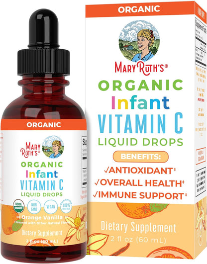 USDA Organic Kids Vitamin C Drops by Maryruth’S | Vegan Vitamin C Immune Support Supplement for Ages 4-13 | Immune Support & Overall Health | Vitamin C from Organic Acerola Fruit Extract | 2Oz