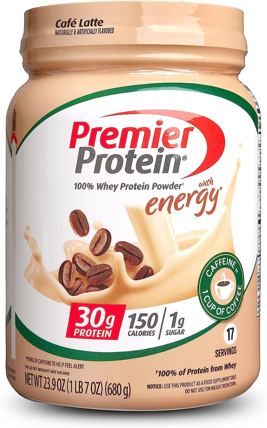 Premier Protein Powder, Vanilla Milkshake, 30G Protein, 1G Sugar, 100% Whey Protein, Keto Friendly, No Soy Ingredients, Gluten Free, 17 Servings, 23.3 Ounces