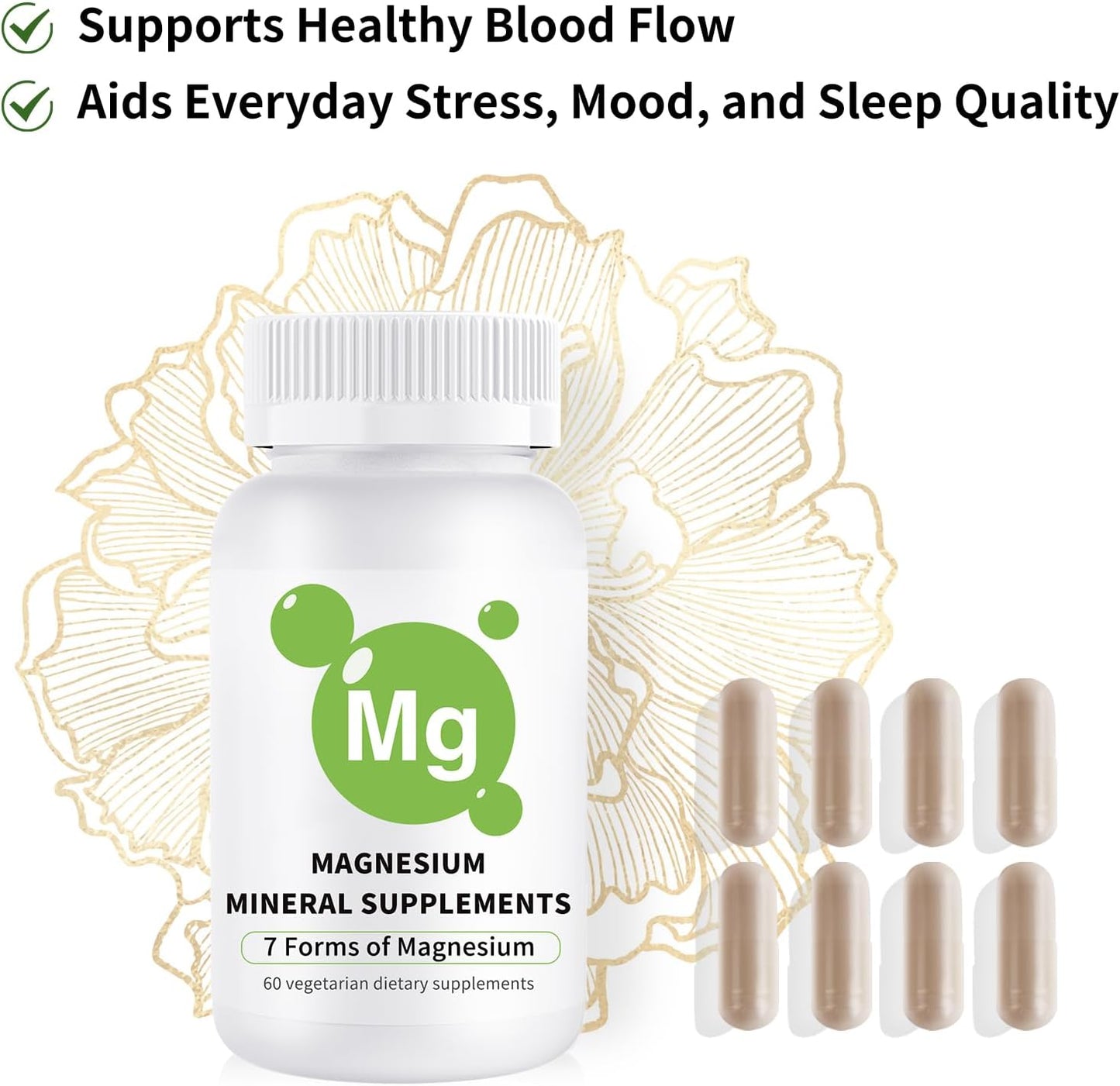 Magnesium Breakthrough Supplement 4.0 - Has 7 Forms of Magnesium: Glycinate, Malate, Citrate, and More - Natural Sleep and Brain Supplement - 60 Capsules