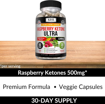 Kaya Naturals Keto Diet Raspberry Ketone - Weight Loss Supplement, Appetite Control, Boost Metabolism - 60 Count