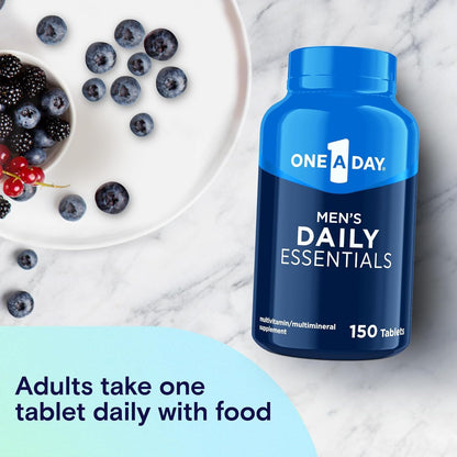 One-A-Day Men’s Multivitamin Daily Essentials, Multivitamin for Men Tablet, Supports Healthy Muscle Function, Physical Energy, and Immune Health with Vitamin B12, Vitamin C, and Zinc, 150 Count​