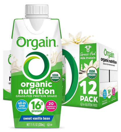 Orgain Organic Nutritional Protein Shake 6G Grass Fed Whey Protein, Meal Replacement, 20 Vitamins & Minerals, Fruits & Vegetables, Gluten Free, Non-Gmo, 11 Fl Oz (12 Pack)