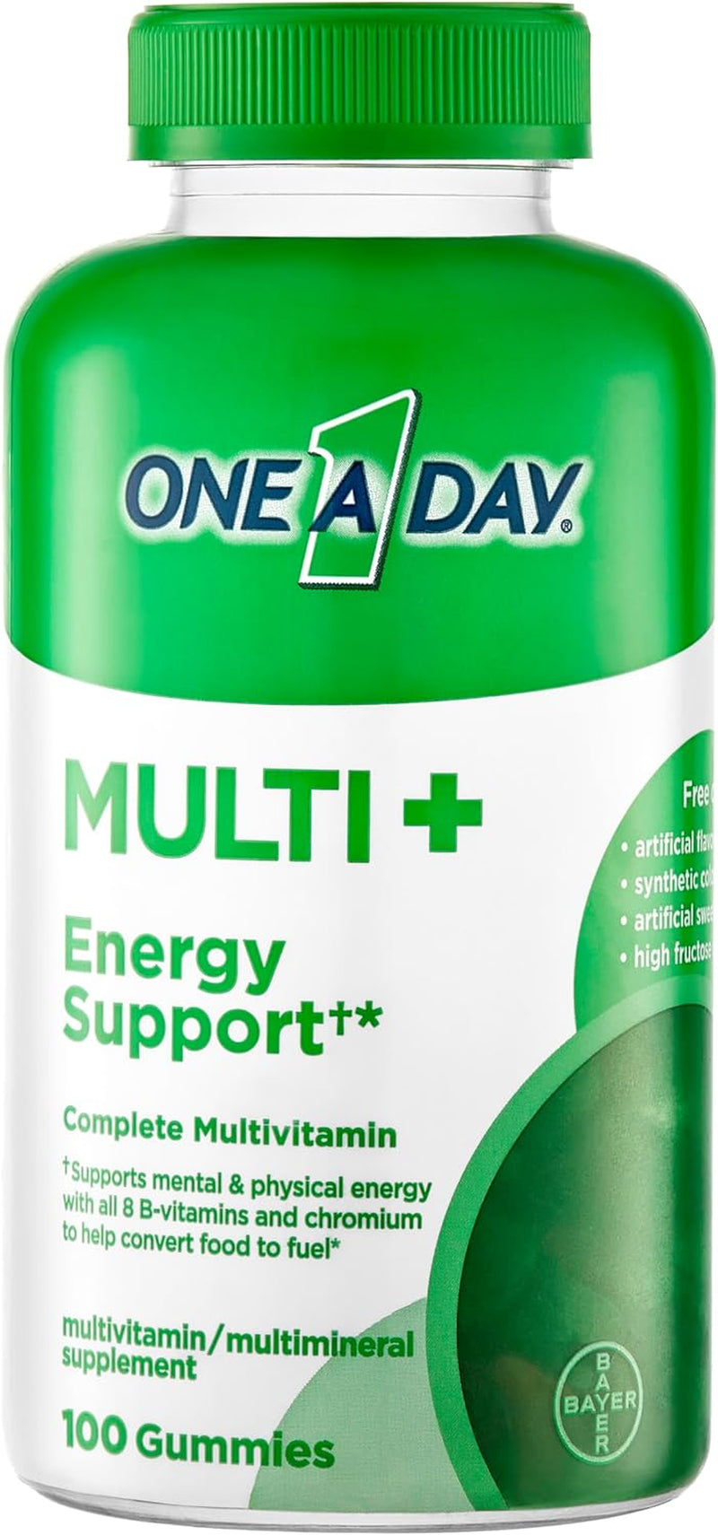 ONE a DAY Multi+ Energy Support Gummies, Multivitamin Gummies with Vitamin A, C, D, E, for Immune Health with Boost of Brain Support, 100 Count