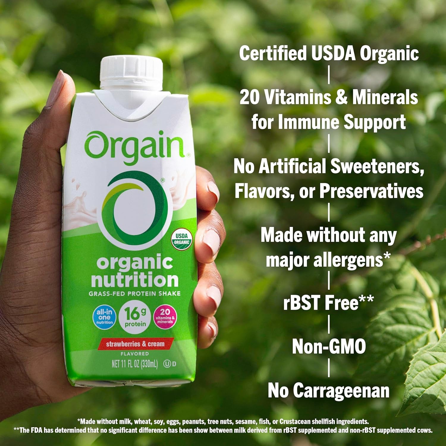 Orgain Organic Nutritional Protein Shake 6G Grass Fed Whey Protein, Meal Replacement, 20 Vitamins & Minerals, Fruits & Vegetables, Gluten Free, Non-Gmo, 11 Fl Oz (12 Pack)