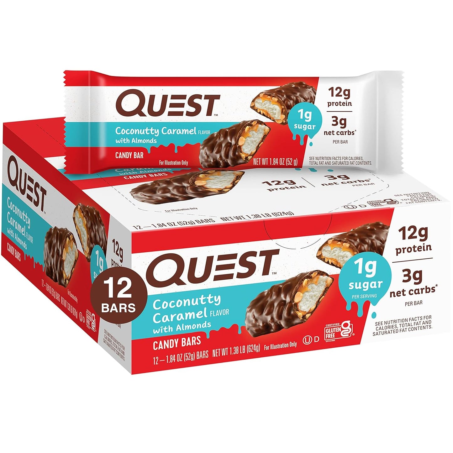 Quest Nutrition Chocolate Peanut Butter Bars, High Protein, Low Carb, Gluten Free, Keto Friendly