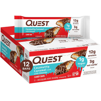 Quest Nutrition Chocolate Peanut Butter Bars, High Protein, Low Carb, Gluten Free, Keto Friendly