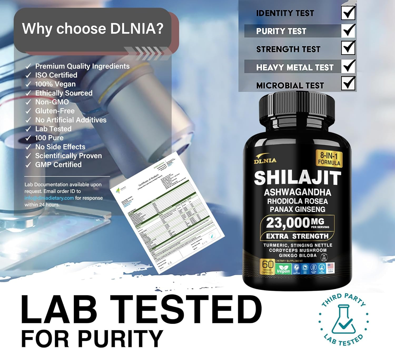 8-In-1 Shilajit Pure Himalayan Organic Supplement 9000MG with Rhodiola Rosea 1000MG, Ashwagandha 2000MG, Ginseng, Gingko Biloba, Turmeric, Cordyceps Mushroom, Stinging Nettle for Full Body Power