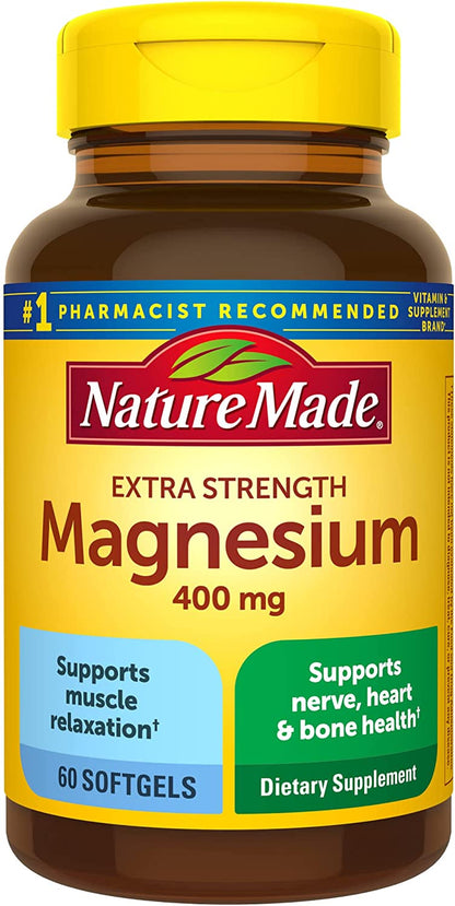 Nature Made Extra Strength Magnesium Oxide 400 Mg, Magnesium Supplement for Muscle, Nerve, Bone and Heart Support, 110 Softgels, 110 Day Supply