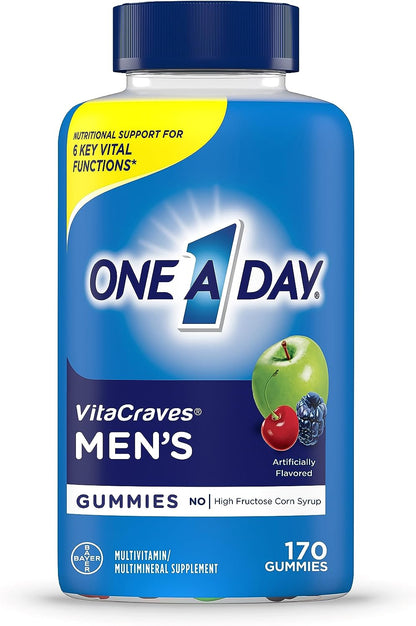 One a Day Men’S Multivitamin Gummies, Multivitamin for Men with Vitamin A, C, D, E, Calcium & More to Support Healthy Muscle Function, Gummies