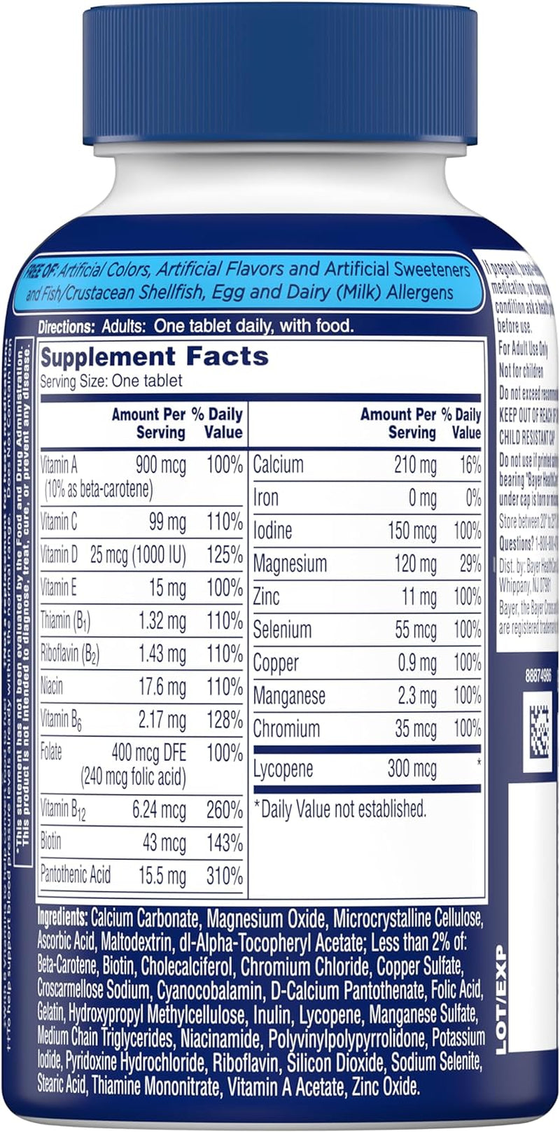 One a Day Men’s Multivitamin, Supplement Tablet with Vitamin A, Vitamin C, Vitamin D, Vitamin E and Zinc for Immune Health Support, B12, Calcium & More (Packaging May Vary)