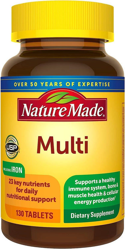 Nature Made Multivitamin Tablets with Iron, Multivitamin for Women and Men for Daily Nutritional Support