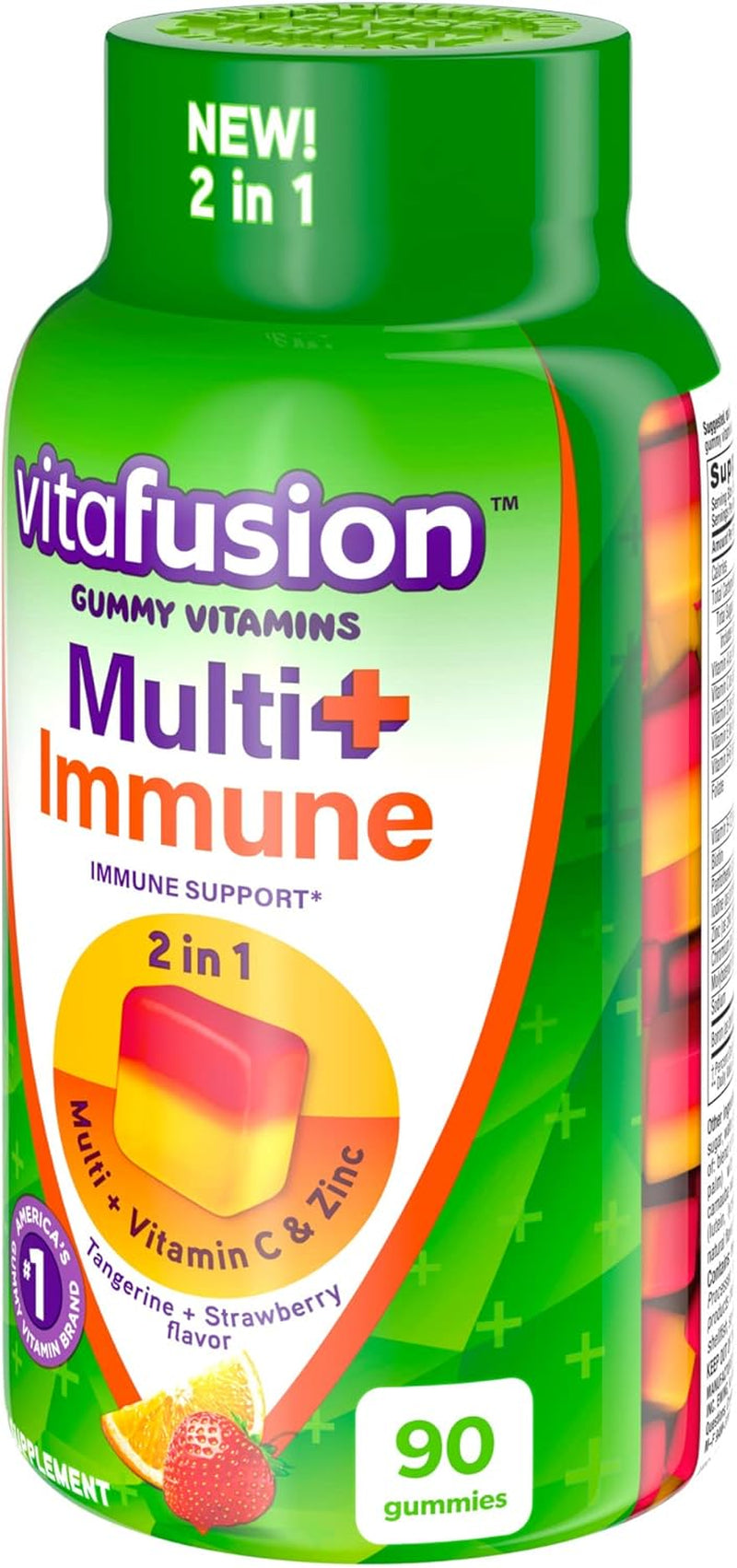 Vitafusion Multi+ Immune Support* – 2-In-1 Benefits & Flavors – Adult Gummy Vitamins with Vitamin C, Zinc, Daily Multivitamins, 90 Count