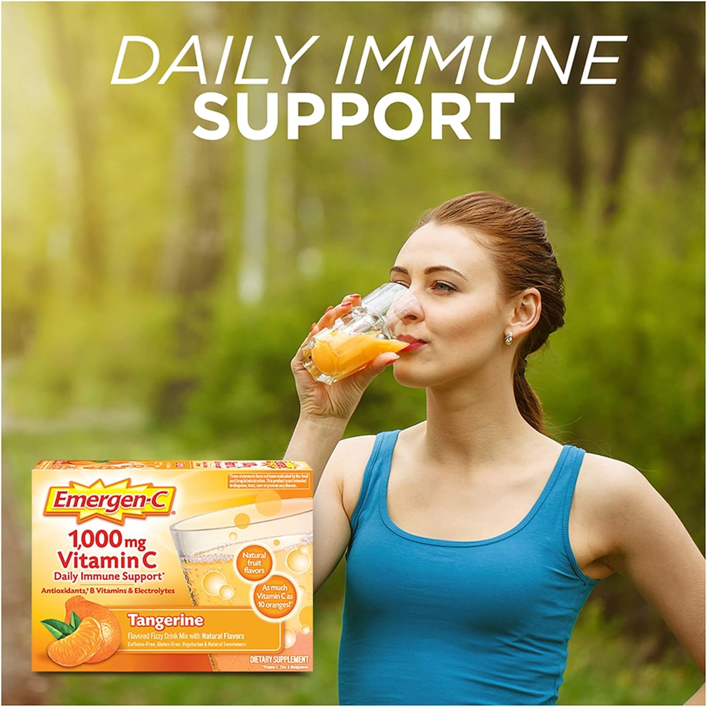 Emergen-C 1000Mg Vitamin C Powder, with Antioxidants, B Vitamins and Electrolytes, Vitamin C Supplements for Immune Support, Caffeine Free Fizzy Drink Mix, Tangerine Flavor