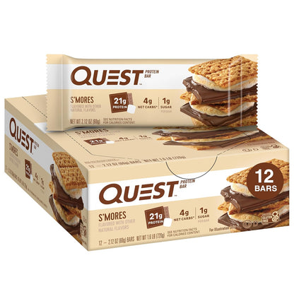 Quest Nutrition Chocolate Peanut Butter Bars, High Protein, Low Carb, Gluten Free, Keto Friendly