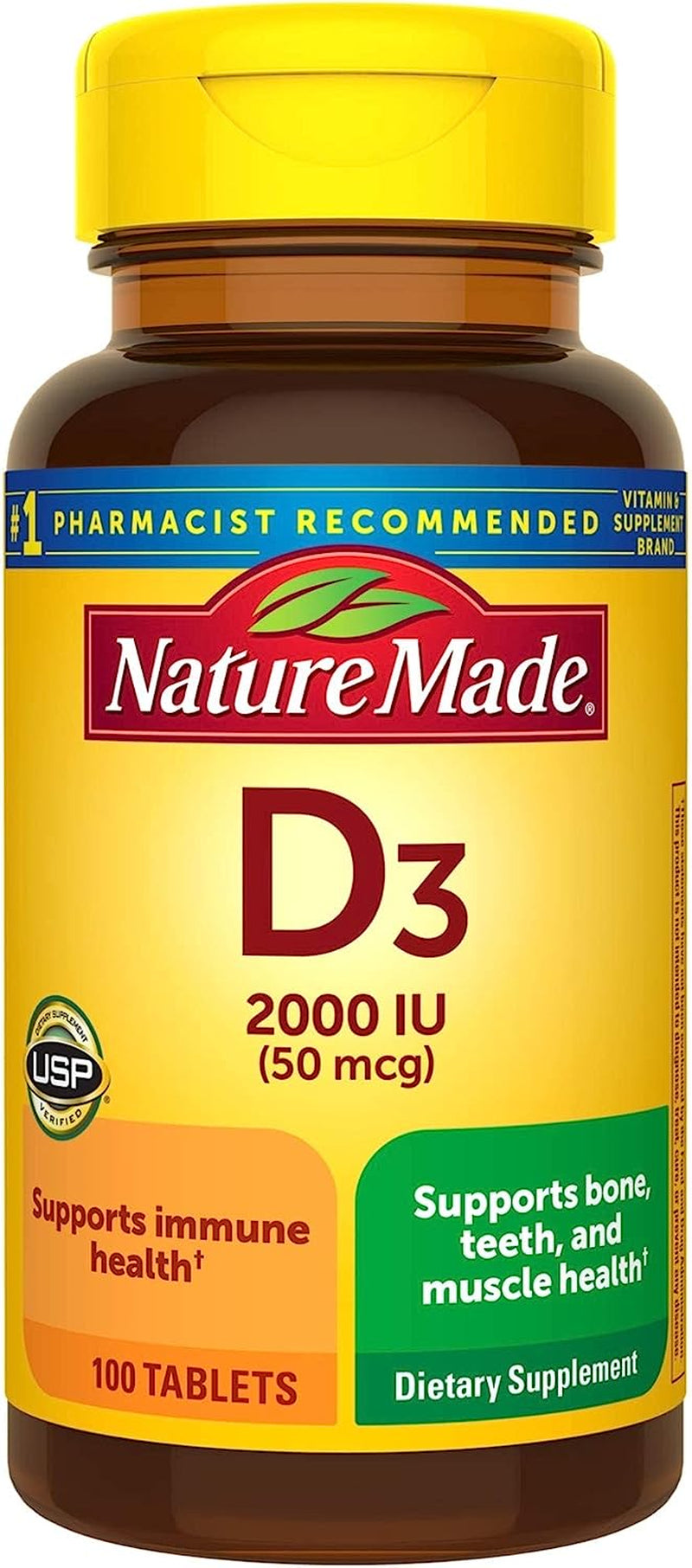 Nature Made Vitamin D3, 100 Tablets, Vitamin D 2000 IU (50Mcg) Helps Support Immune Health, 100 Tabletss….