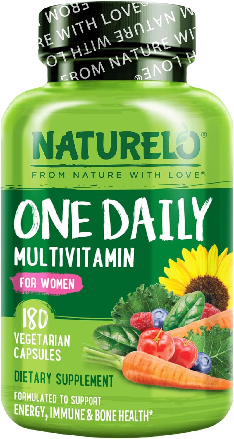 NATURELO One Daily Multivitamin for Women - Energy Support - Whole Food Supplement to Nourish Hair, Skin, Nails - Non-Gmo - No Soy - Gluten Free