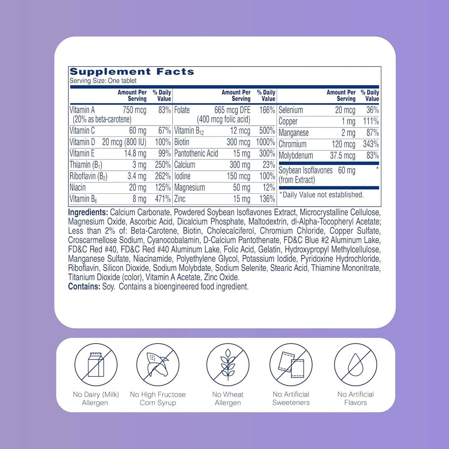 One a Day Women's Menopause Multivitamin with Vitamin A, Vitamin C, Vitamin D, Vitamin E and Zinc for Immune Health Support, Tablet