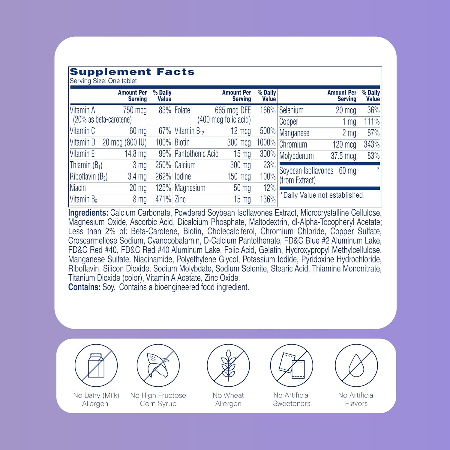 One a Day Women's Menopause Multivitamin with Vitamin A, Vitamin C, Vitamin D, Vitamin E and Zinc for Immune Health Support, Tablet