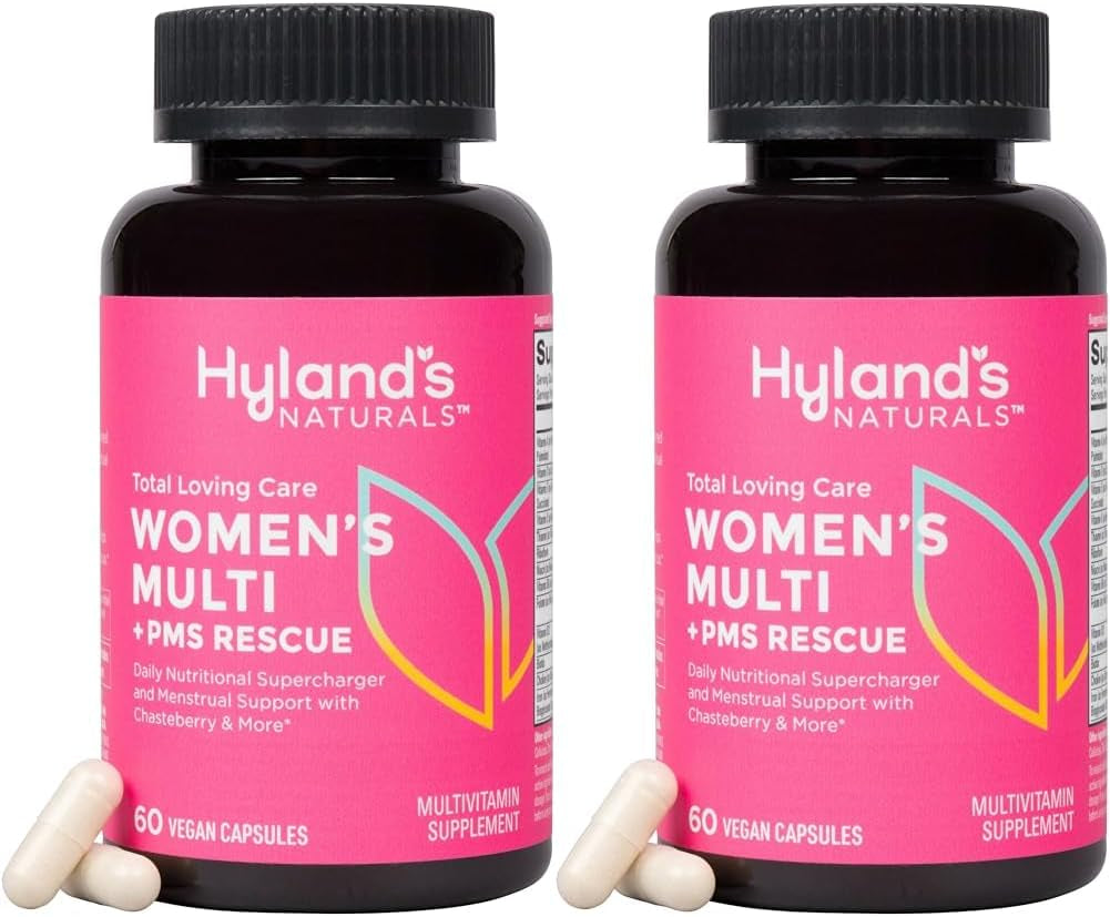 Hyland's Total Loving Care Multivitamin for Women + PMS Rescue with L-Theanine for Focus & Stress Relief Support with Chasteberry & Dong Quai for Menstrual Support