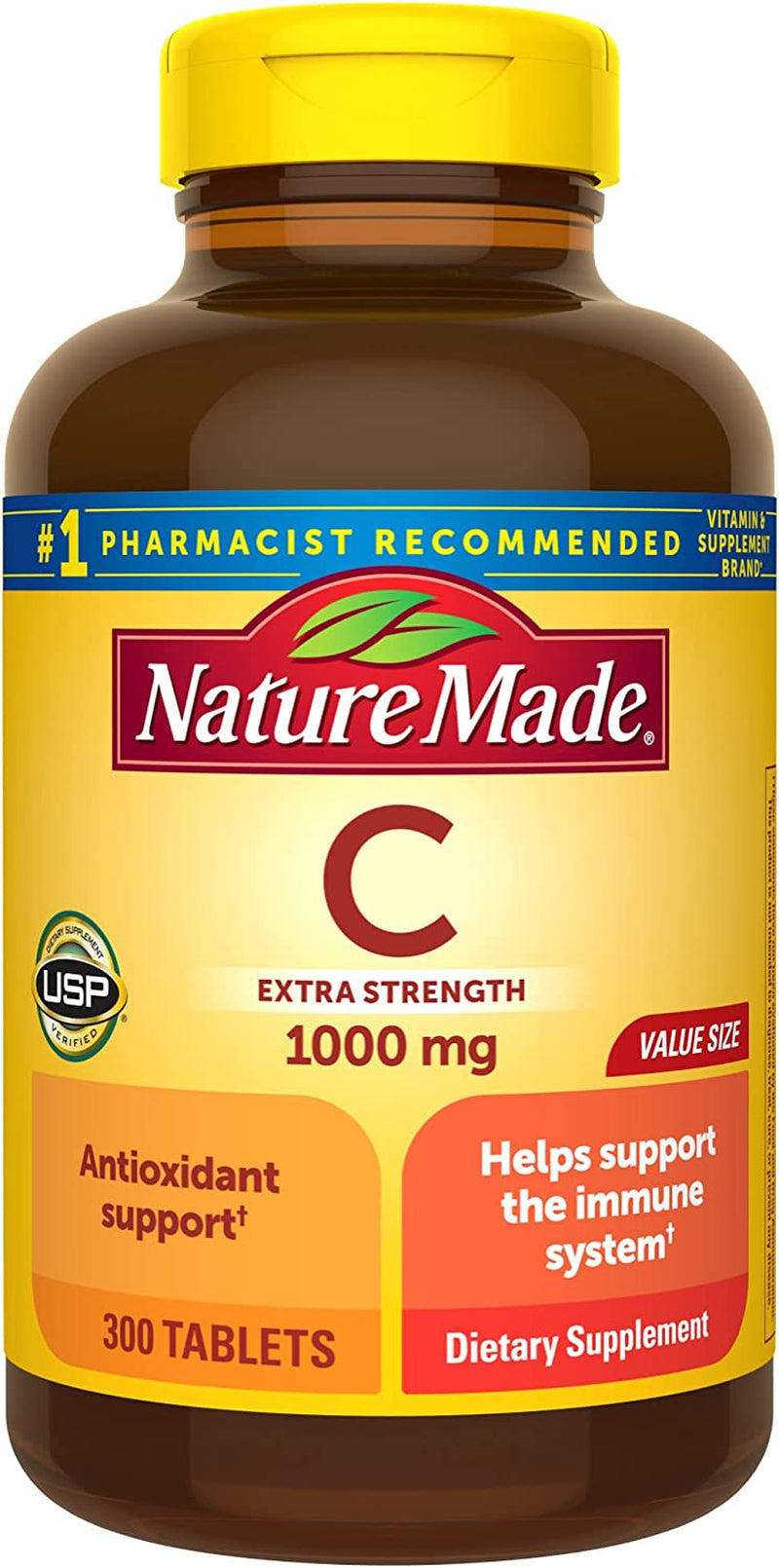 Nature Made Extra Strength Vitamin C 1000 Mg, Dietary Supplement for Immune Support, 100 Tablets, 100 Day Supply