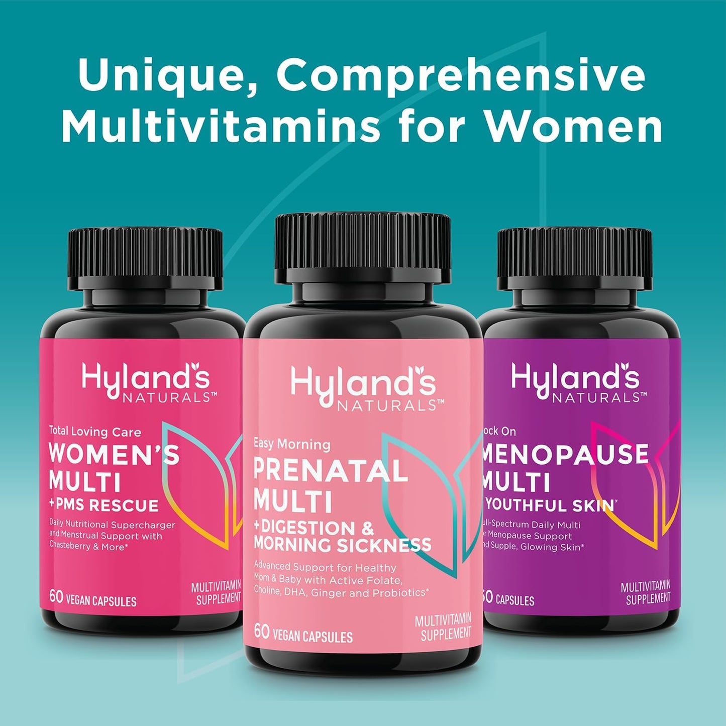 Hyland's Easy Morning Prenatal Multivitamin + Digestive Health & Morning Sickness Relief - 60 Vegan Capsules - with Folate, Choline, Zinc, Ginger Root, Prebiotics and Algae DHA