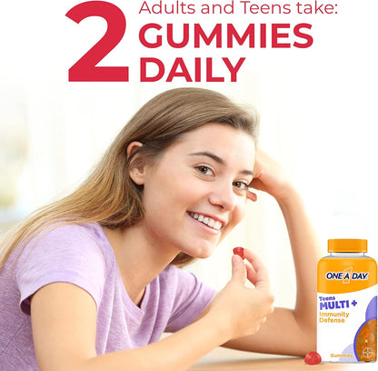 ONE a DAY Teen Multi+ Immunity Defense Vitamins, Multivitamin Gummies with Boost of Immunity Support with Vitamins A, C, D, E, Selenium & Zinc, 120 Count