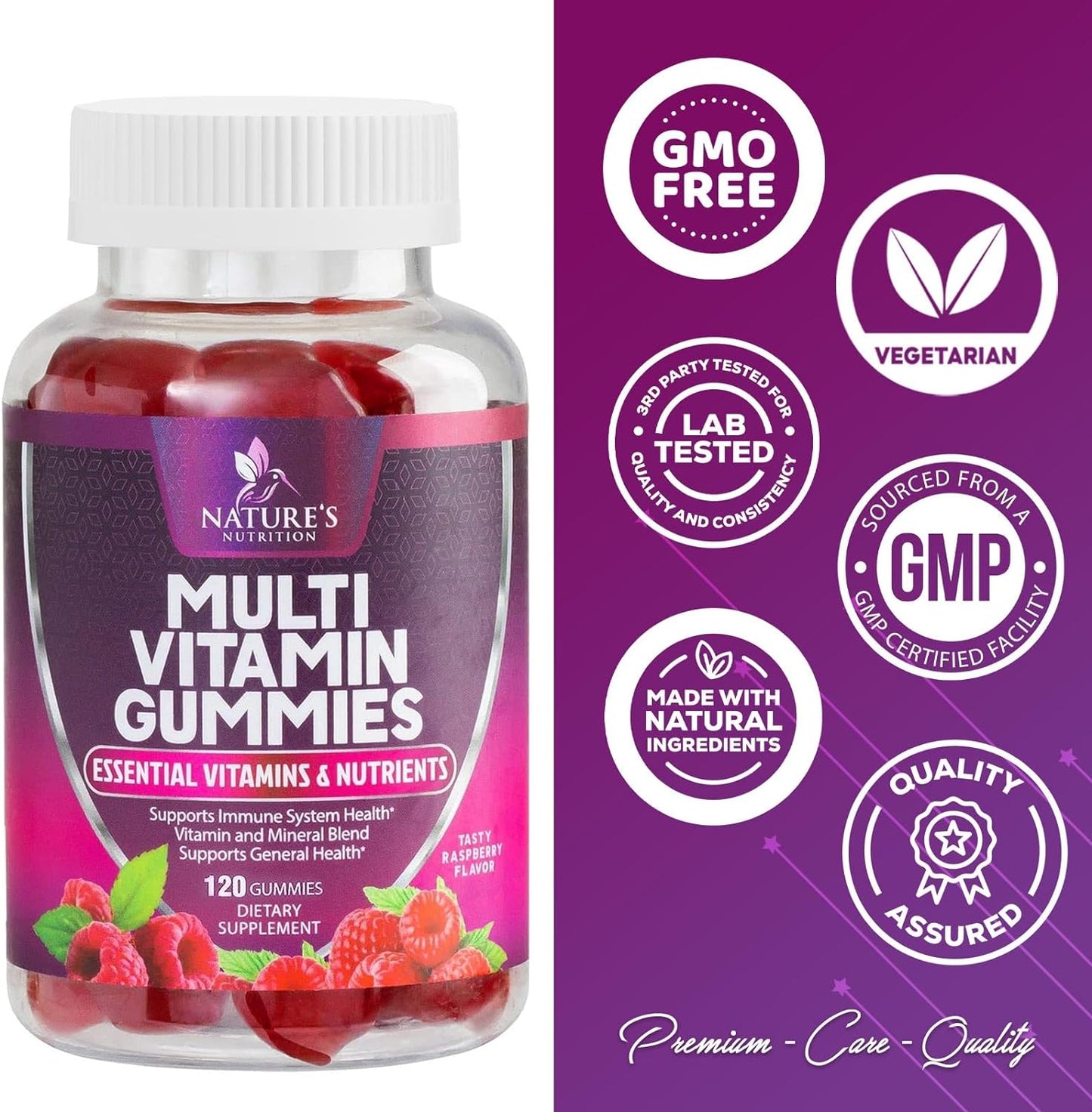 Multivitamin Gummies, Extra Strength Daily Multi Vitamin Gummy for Women & Men with Vitamins A, C, D, E, B6, B12, Zinc & Antioxidants Supplement for Immune Health Support, Non-Gmo