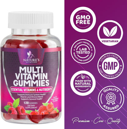 Multivitamin Gummies, Extra Strength Daily Multi Vitamin Gummy for Women & Men with Vitamins A, C, D, E, B6, B12, Zinc & Antioxidants Supplement for Immune Health Support, Non-Gmo