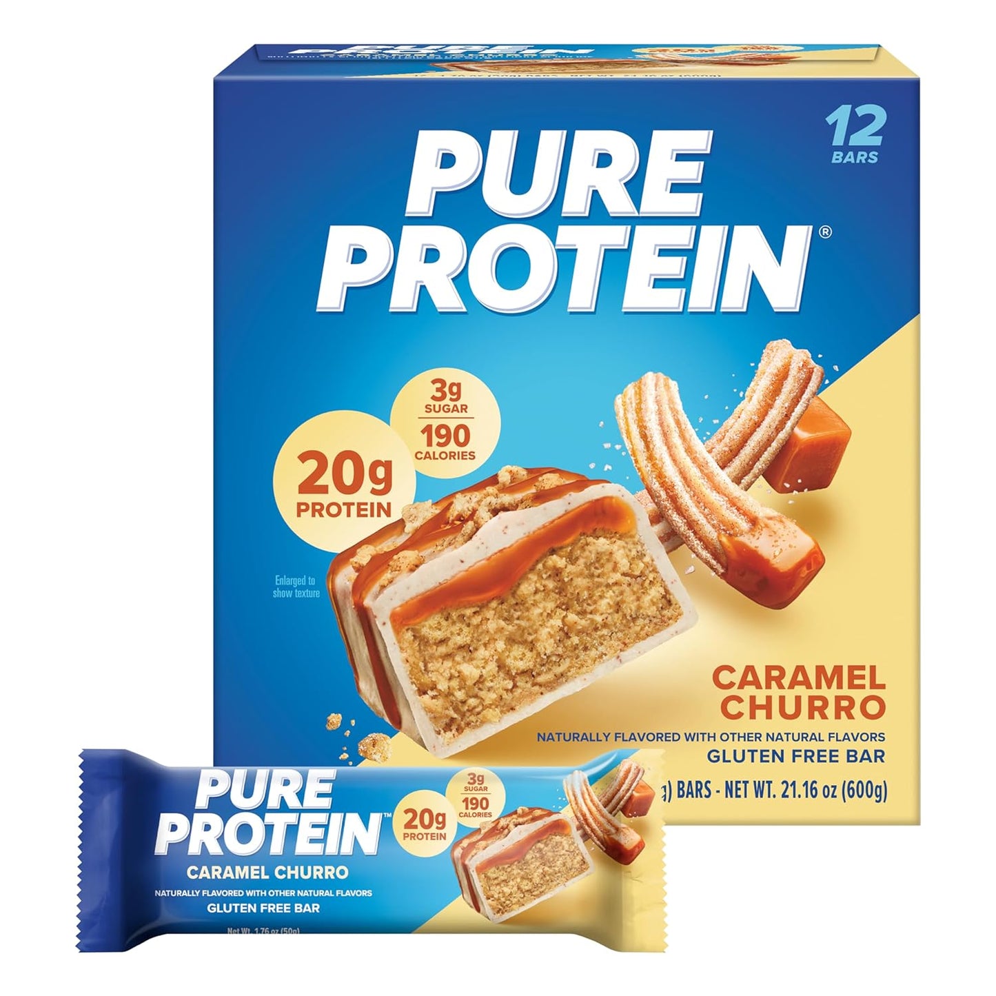 Pure Protein Bars, High Protein, Nutritious Snacks to Support Energy, Low Sugar, Gluten Free, Chocolate Peanut Caramel, 1.76Oz, 12 Count (Pack of 1) (Packaging May Vary)