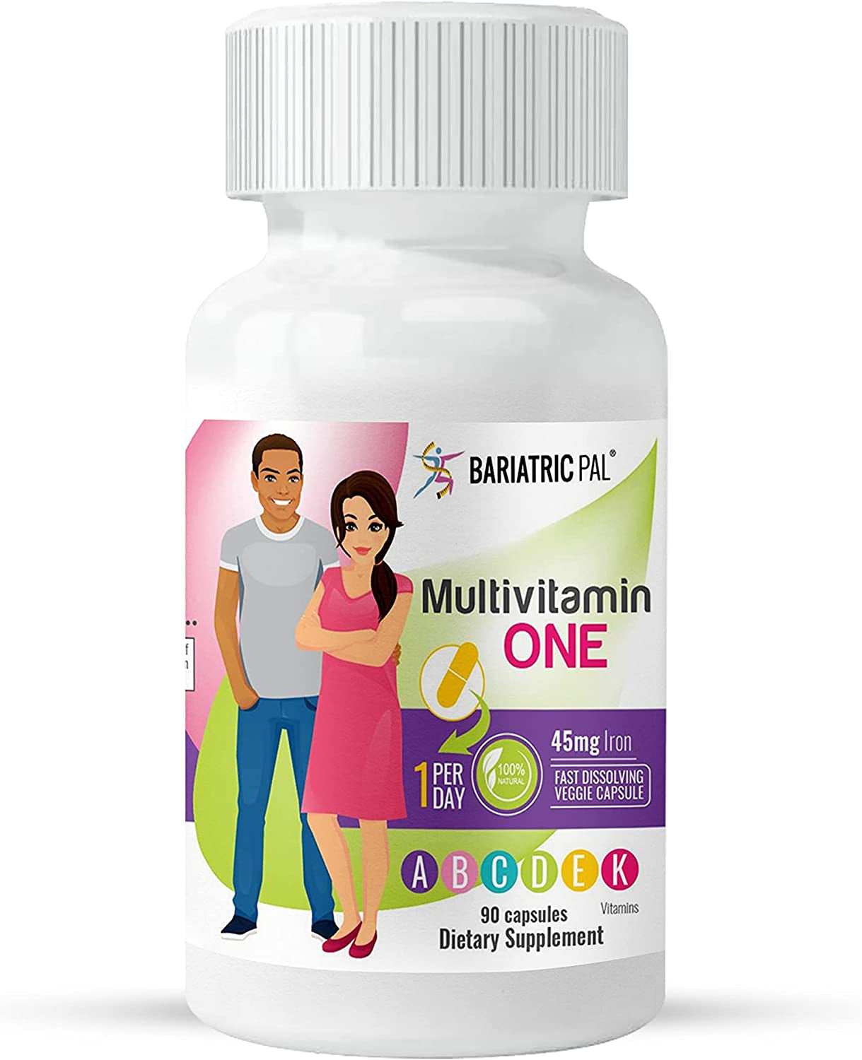 Bariatricpal Multivitamin ONE 1 per Day! Bariatric Multivitamin Capsule with 45Mg Iron