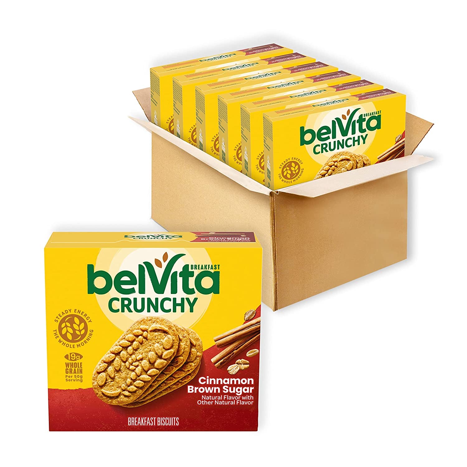 Belvita Cinnamon Brown Sugar Breakfast Biscuits, 8 Packs (4 Biscuits per Pack)