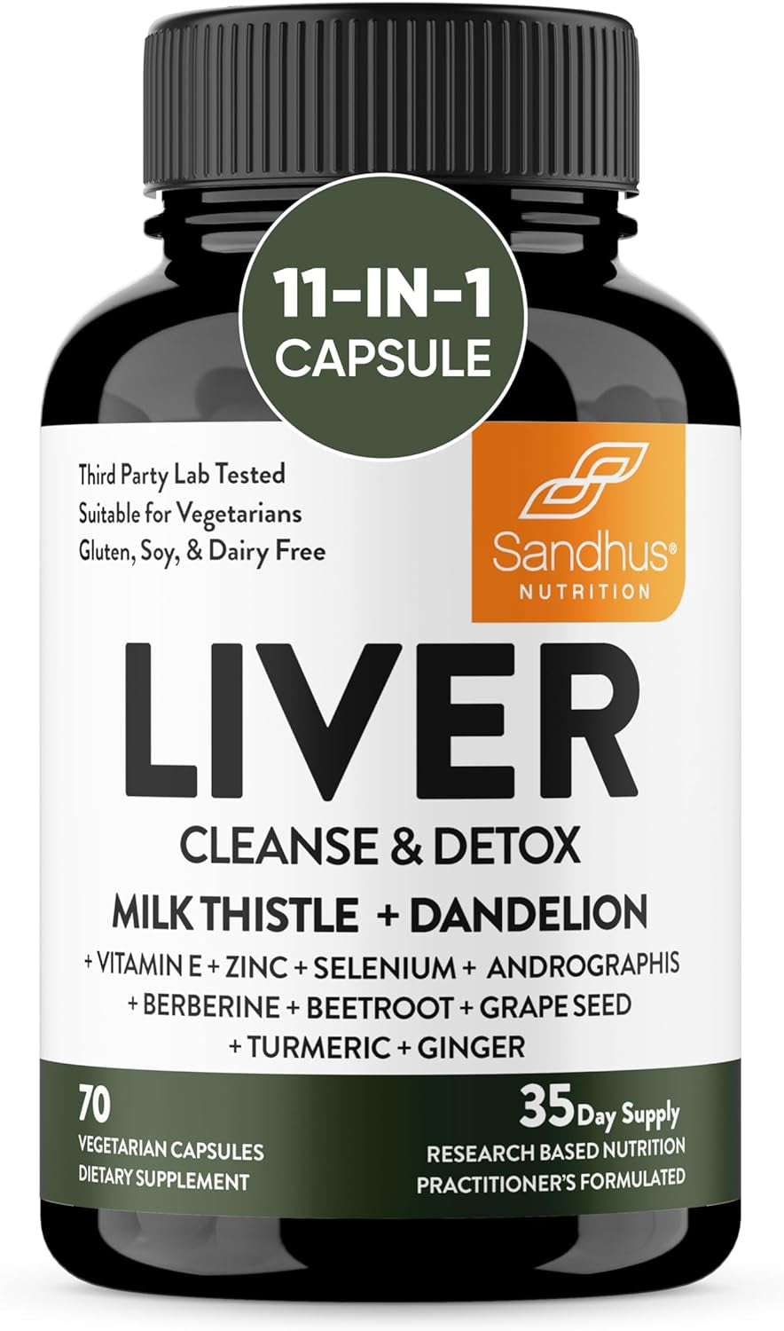 Sandhu's Liver Renew Cleanse Detox, Repair & Support |70 Capsules| 1 Month+ Supply (Pack of 1)| Herbal Supplement for Liver Health| Milk Thistle Dandelion Root with 9 Minerals