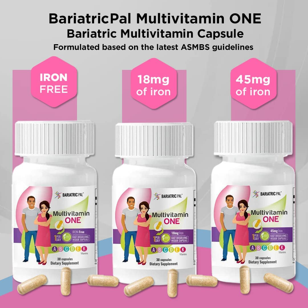 Bariatricpal Multivitamin ONE 1 per Day! Bariatric Multivitamin Capsule with 45Mg Iron