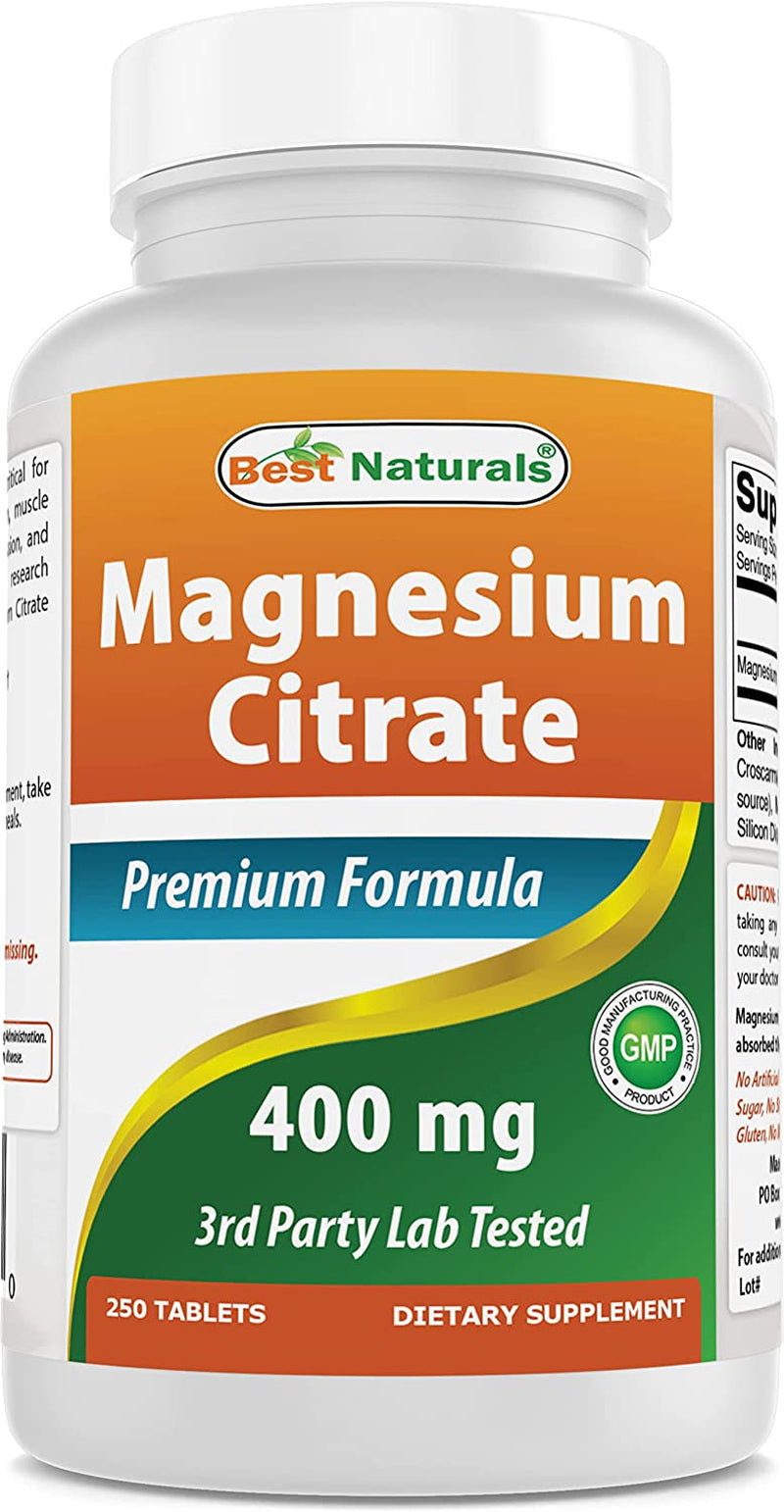 Best Naturals Magnesium Citrate (Citrato De Magnesio) 400Mg 250 Tablets (400 Mg of Elemental Magnesium per 2 Tablets)