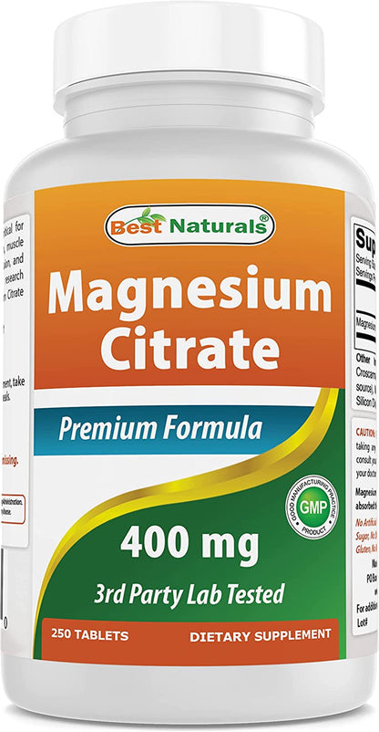 Best Naturals Magnesium Citrate (Citrato De Magnesio) 400Mg 250 Tablets (400 Mg of Elemental Magnesium per 2 Tablets)