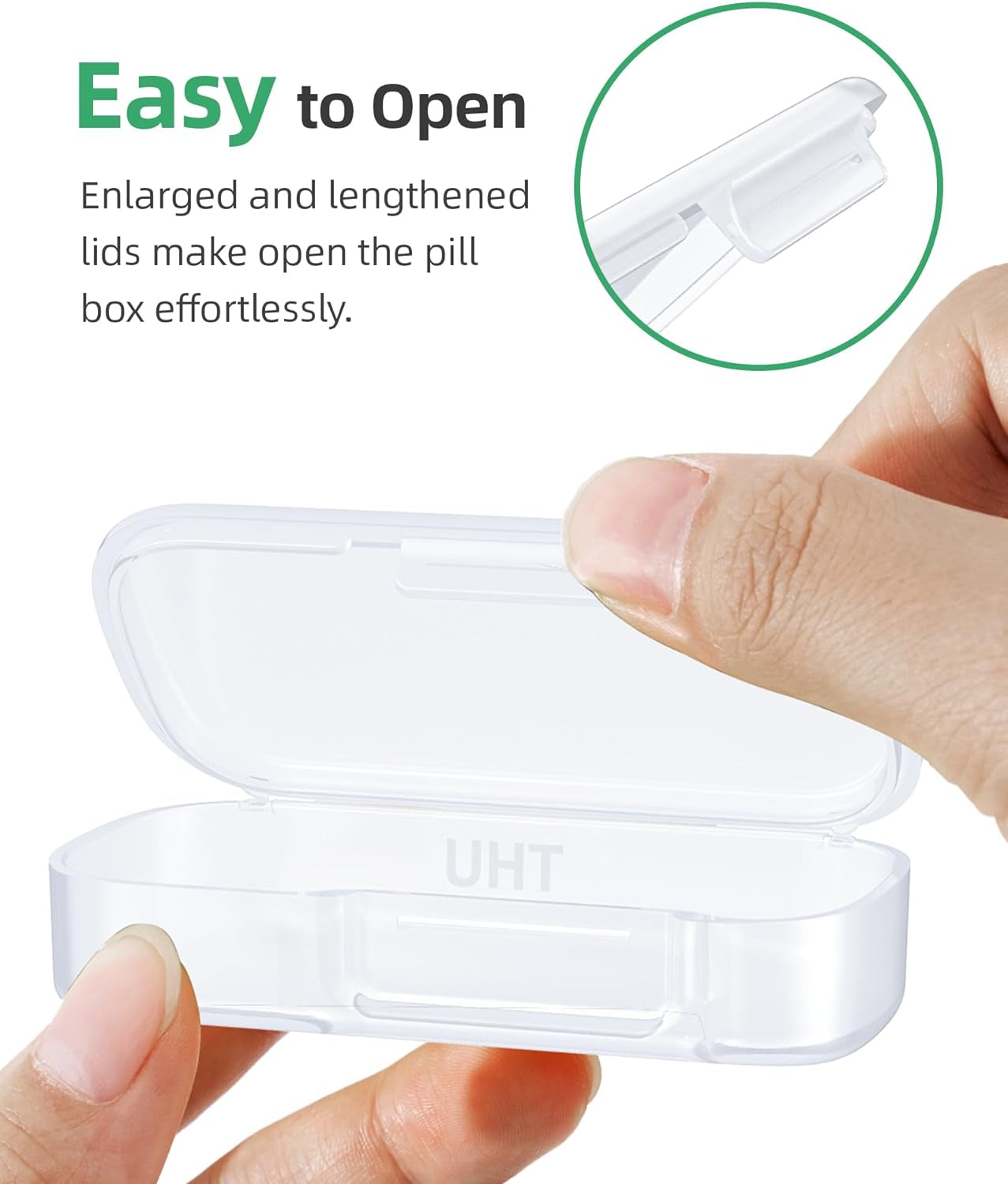 PULIV Pill Organizer with Large Capacity, Dual Protection Pill Box 7 Day, Arthritis Friendly Pill Case Easy to Open, Weekly Medicine Organizer for Vitamins, Medications, Fish Oils, Supplements (White)