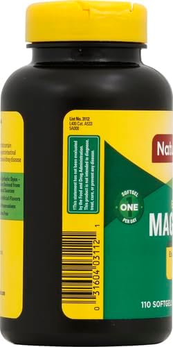 Nature Made Extra Strength Magnesium Oxide 400 Mg, Magnesium Supplement for Muscle, Nerve, Bone and Heart Support, 110 Softgels, 110 Day Supply