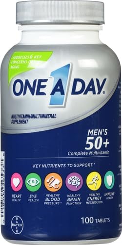 One a Day Men’s 50+ Multivitamins, Supplement with A, C, D, E and Zinc for Immune Health*, Calcium & More, 100 Tablets