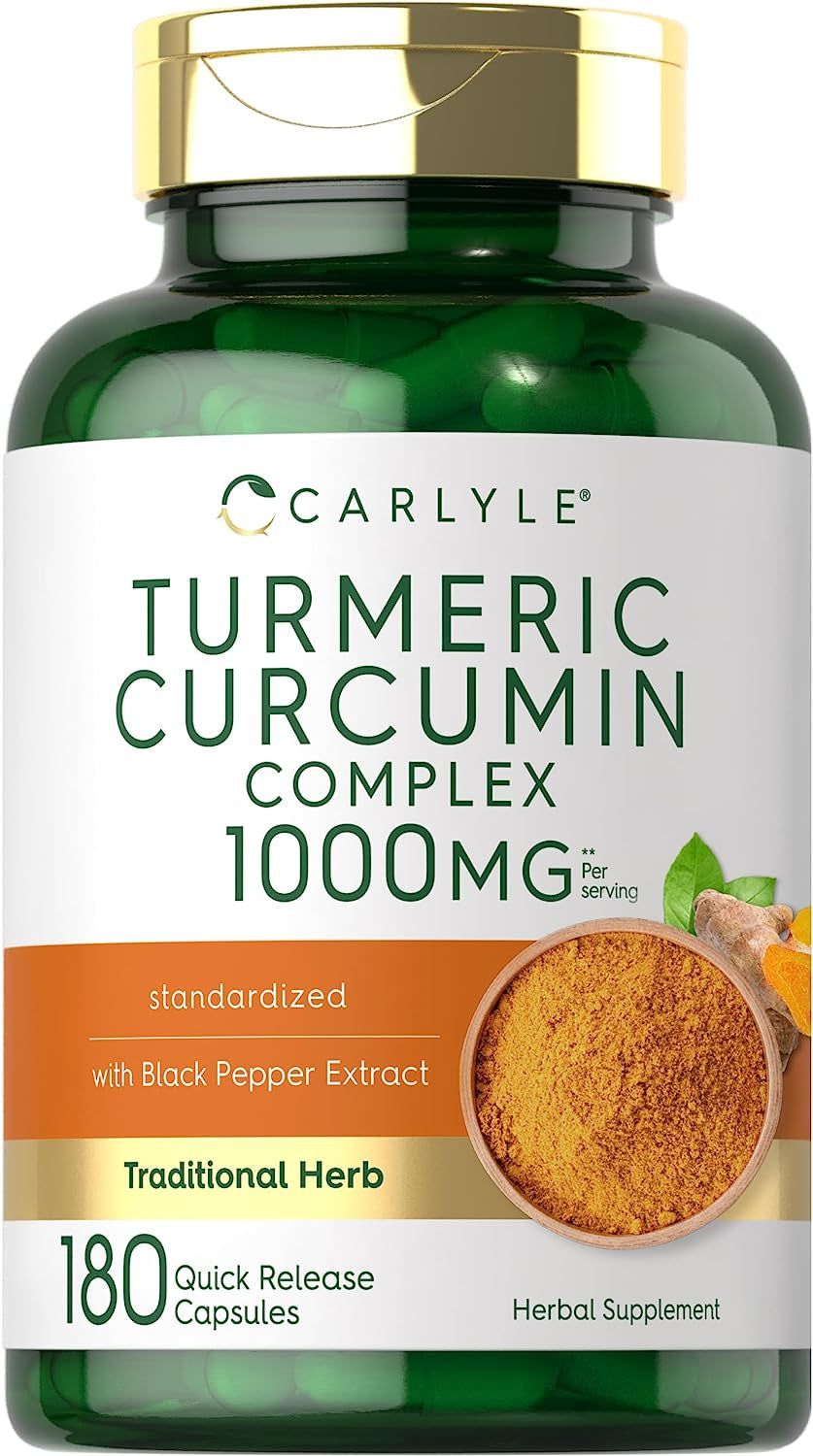 Carlyle Turmeric Curcumin with Black Pepper 1000Mg | 180 Capsules | Turmeric Complex Supplement | Non-Gmo, Gluten Free