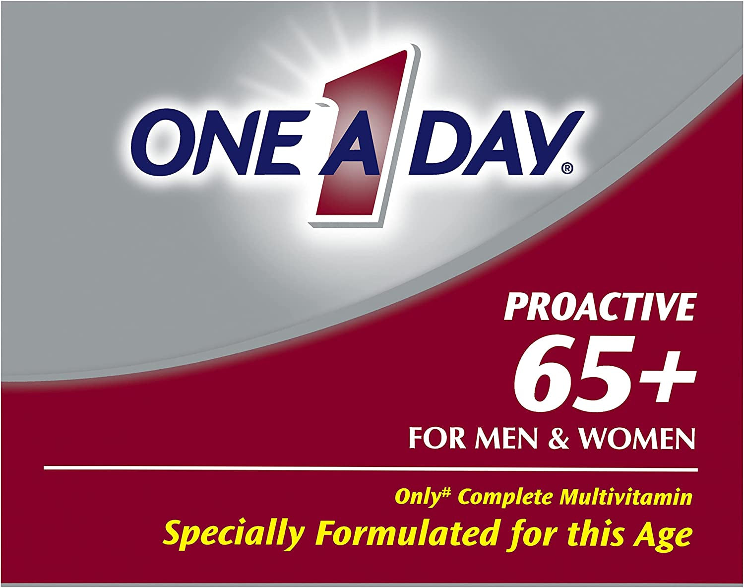 One a Day Proactive 65+, Mens & Womens Multivitamin, Supplement with Vitamin A, Vitamin C, Vitamin D, and Zinc for Immune Health Support*, Calcium, Folic Acid & More, Tablet