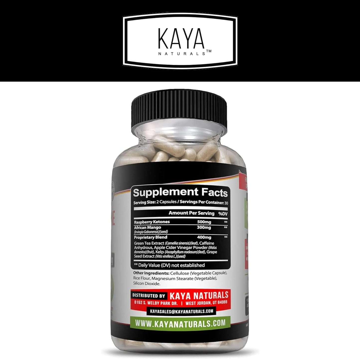 Kaya Naturals Keto Diet Raspberry Ketone - Weight Loss Supplement, Appetite Control, Boost Metabolism - 60 Count