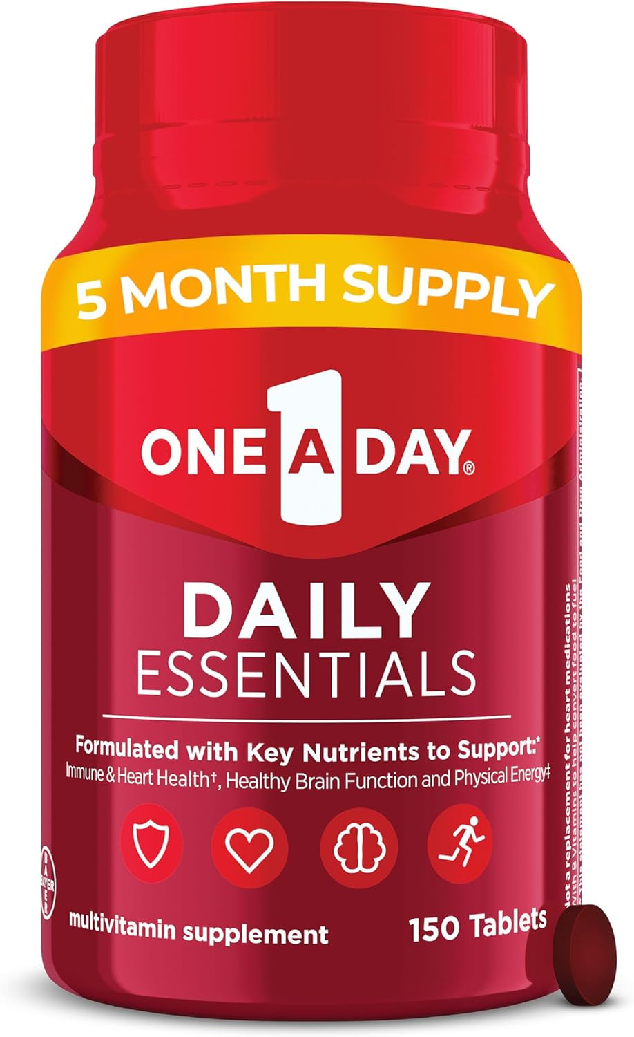 One-A-Day Daily Essentials, Multivitamin for Women & Men, Supports Healthy Brain and Muscle Function and Immune Health, Adult Multivitamin with Vitamin D, Vitamin B12, and Vitamin E, 150 Count​